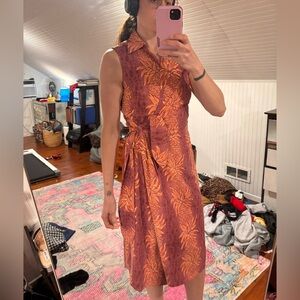 Tommy Bahama Orange and Purple Floral Midi Dress